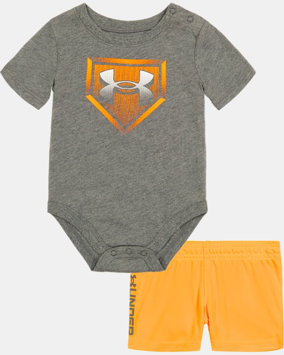Boys' Newborn UA Homeplate Tech Bodysuit & Shorts Set, Gray, pdpMainDesktop image number 0
